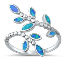 Load image into Gallery viewer, Sterling Silver Lab Opal Leaves Ring