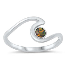 Load image into Gallery viewer, Sterling Silver Black Lab Opal Wave Ring