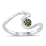 Sterling Silver Black Lab Opal Wave Ring