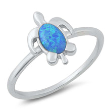 Load image into Gallery viewer, Sterling Silver Lab Opal Turtle Ring