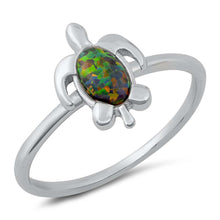 Load image into Gallery viewer, Sterling Silver Lab Opal Turtle Ring