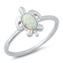 Load image into Gallery viewer, Sterling Silver Lab Opal Turtle Ring