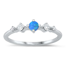 Load image into Gallery viewer, Sterling Silver Blue Lab Opa and CZ Ring, Face Height of 5mm