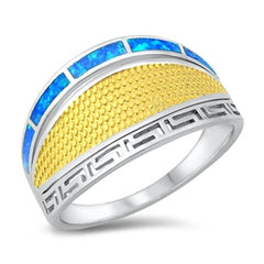 Sterling Silver Gold Plated Blue Lab Opal Ring