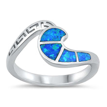 Load image into Gallery viewer, Sterling Silver Lab Opal Wave Ring