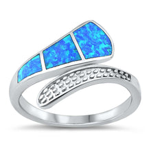 Load image into Gallery viewer, Sterling Silver Blue Lab Opal Bypass Ring