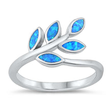 Load image into Gallery viewer, Sterling Silver Lab Opal Leaves Ring