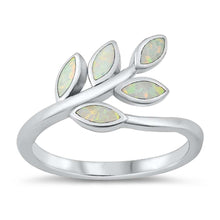 Load image into Gallery viewer, Sterling Silver Lab Opal Leaves Ring