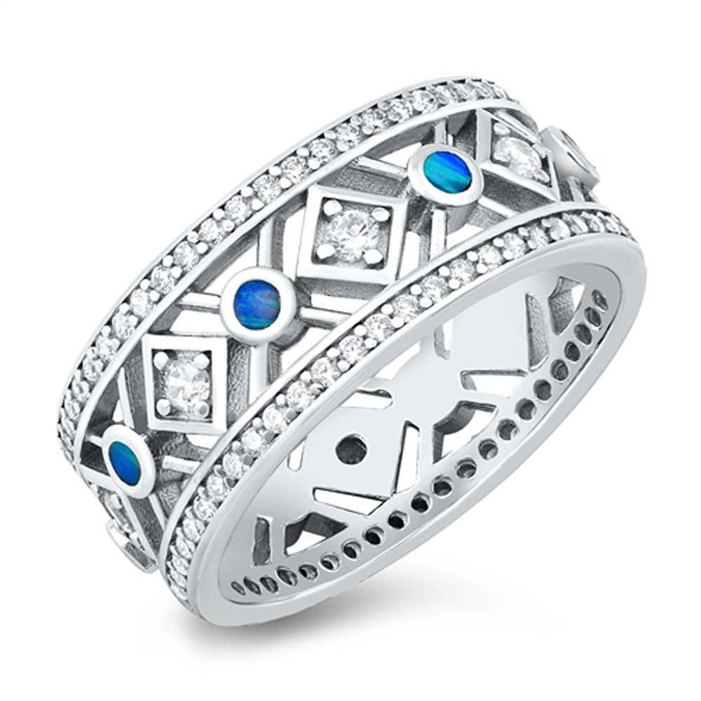 Sterling Silver Lab Opal Ring