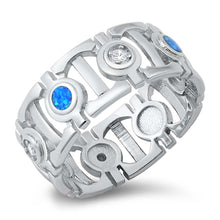 Load image into Gallery viewer, Sterling Silver Lab Opal Ring