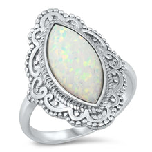 Load image into Gallery viewer, Sterling Silver 25mm White Lab Opal Ring