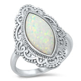 Sterling Silver 25mm White Lab Opal Ring