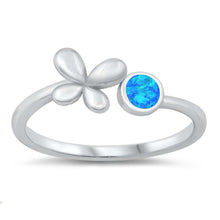 Load image into Gallery viewer, Sterling Silver Lab Opal Butterfly Ring
