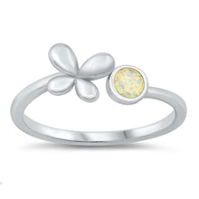 Load image into Gallery viewer, Sterling Silver Lab Opal Butterfly Ring