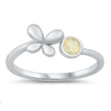 Sterling Silver Lab Opal Butterfly Ring