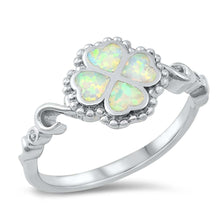 Load image into Gallery viewer, Sterling Silver Lab Opal Clover Ring