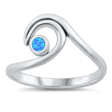 Load image into Gallery viewer, Sterling Silver Wave Blue Lab Opal Ring
