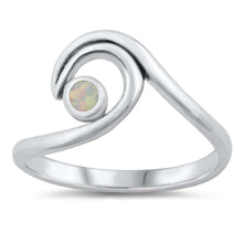 Load image into Gallery viewer, Sterling Silver Wave White Lab Opal Ring