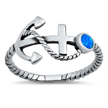 Load image into Gallery viewer, Sterling Silver Blue Lab Opal Ring