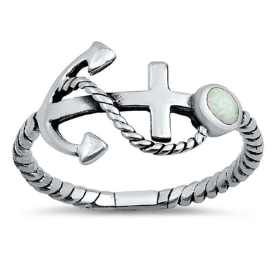 Sterling Silver White Lab Opal Ring