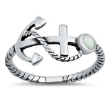 Sterling Silver White Lab Opal Ring
