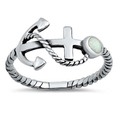 Sterling Silver White Lab Opal Ring