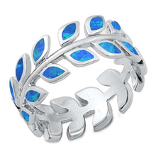 Load image into Gallery viewer, Sterling Silver Eternity Fern Blue Lab Opal Ring