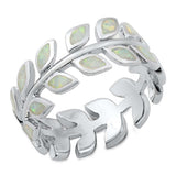 Sterling Silver Eternity Fern White Lab Opal Ring