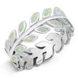Sterling Silver Rhodium Plated White Lab Opal Ring