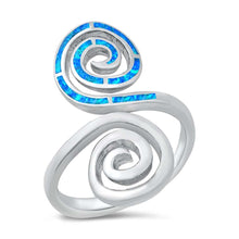 Load image into Gallery viewer, Sterling Silver Spirals Blue Lab Opal Ring