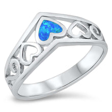 Load image into Gallery viewer, Sterling Silver Filigree Heart Blue Lab Opal Ring