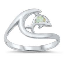 Load image into Gallery viewer, Sterling Silver White Lab Opal Ring