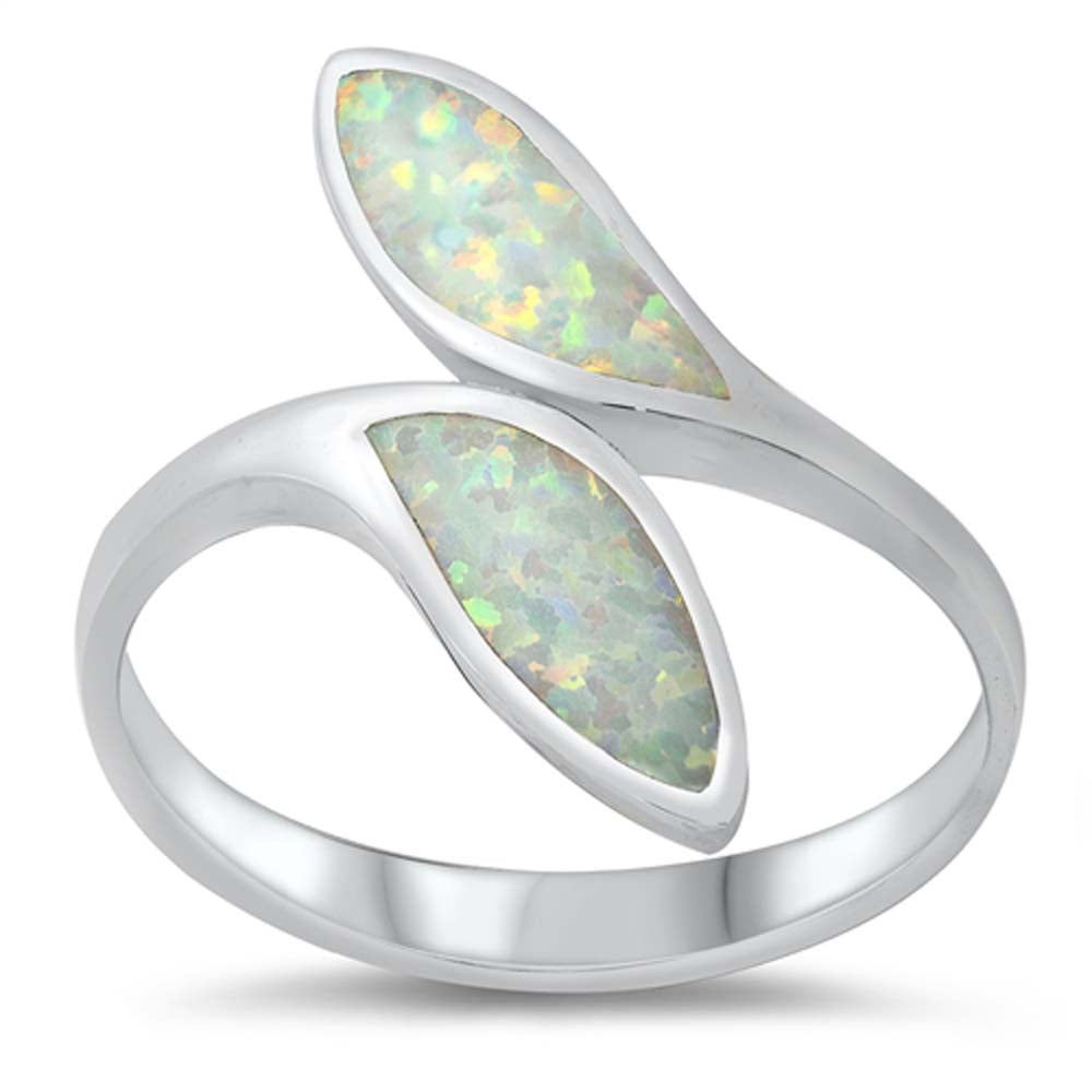 Sterling Silver White Lab Opal Ring