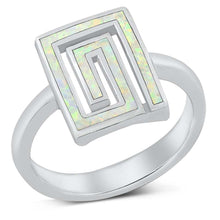 Load image into Gallery viewer, Sterling Silver Aztec White Lab Opal Ring