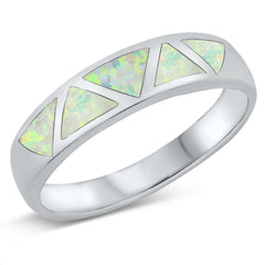 Sterling Silver White Lab Opal Ring