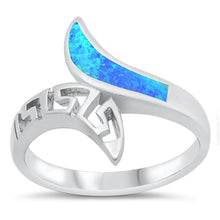 Load image into Gallery viewer, Sterling Silver Rhodium Plated Blue Lab Opal Ring - silverdepot