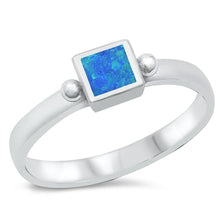 Load image into Gallery viewer, Sterling Silver Rhodium Plated Blue Lab Opal Ring - silverdepot