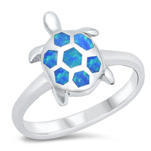 Load image into Gallery viewer, Sterling Silver Rhodium Plated Blue Lab Opal CZ Ring - silverdepot
