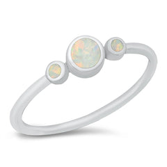 Sterling Silver Rhodium Plated White Lab Opal Ring
