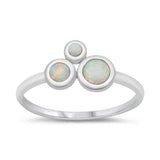 Sterling Silver Rhodium Plated Lab White Opal CZ Ring