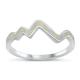 Sterling Silver Rhodium Plated Lab White Opal CZ Ring