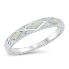 Sterling Silver Rhodium Plated Lab White Opal CZ Ring