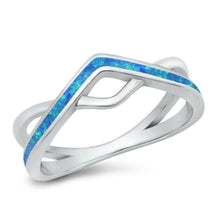 Load image into Gallery viewer, Sterling Silver Rhodium Plated Lab Blue Opal Ring - silverdepot