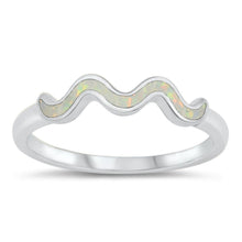 Load image into Gallery viewer, Sterling Silver Rhodium Plated Squiggle Lab White Opal CZ Ring - silverdepot