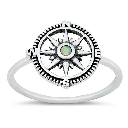 Sterling Silver oxidized Turtle White Lab Opal Ring