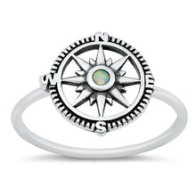 Load image into Gallery viewer, Sterling Silver oxidized Turtle White Lab Opal Ring