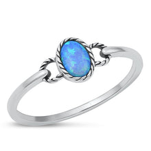 Load image into Gallery viewer, Sterling Silver Oxidized Blue Lab Opal Ring-6.9mm