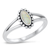 Sterling Silver White Lab Opal Ring