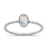 Sterling Silver Oxidized Moonstone Ring-6.8mm