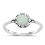 Sterling Silver Oxidized White Lab Opal Ring-8mm